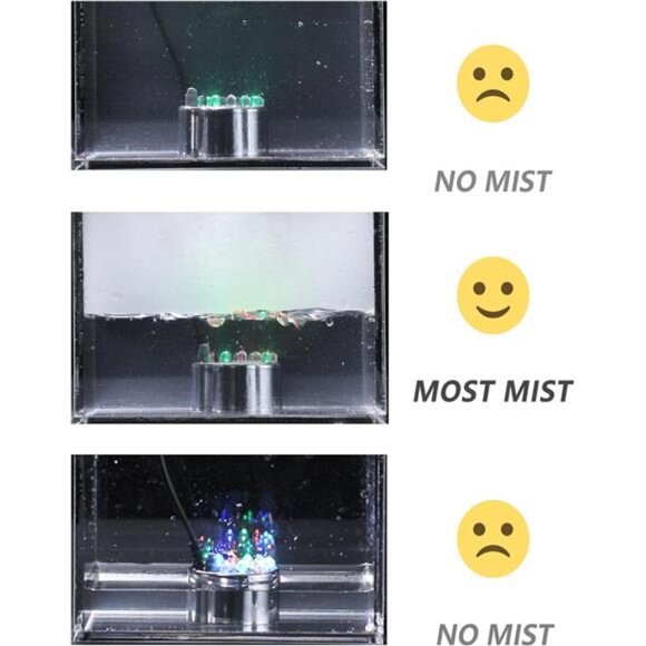 12 LED Ultrasonic Mist Maker with Splash Guard, Indoor Fountain Water Feature - Picture 5 of 7